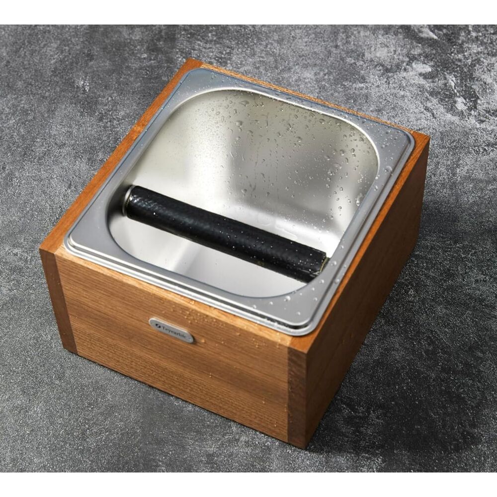 Solid Wood and Stainless Steel Espresso Knock Box NEW